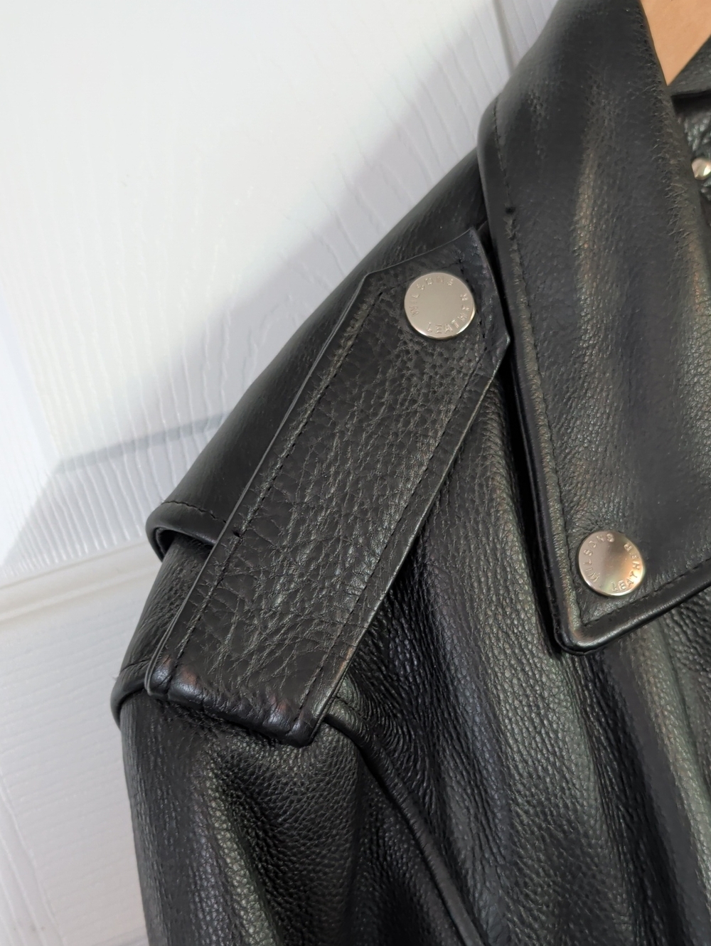 Men's Wilson’s Black Leather Motorcycle Jacket Size Large - Picture 16 of 16